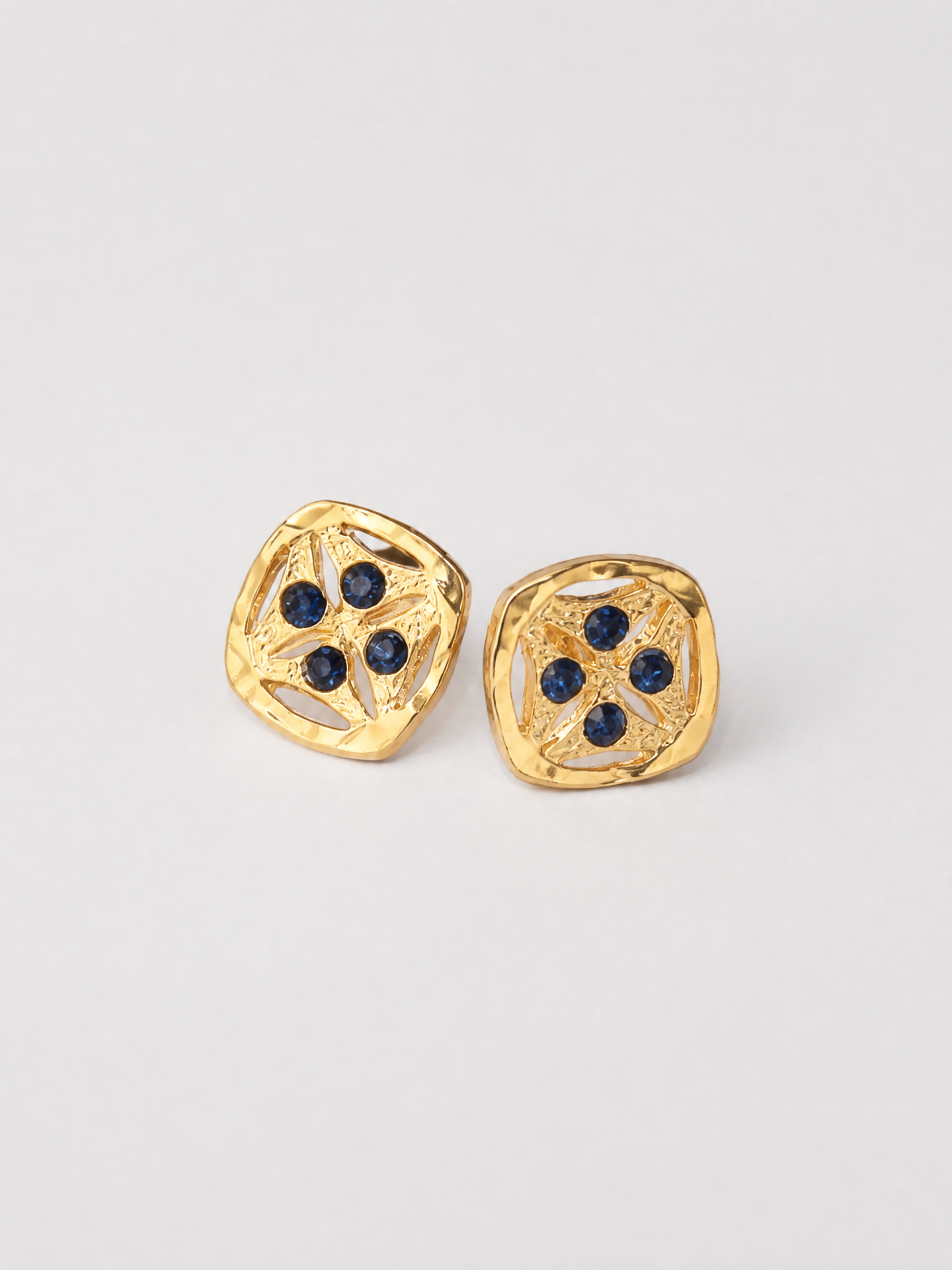 Aretes Cristal Azul Cuadrado
